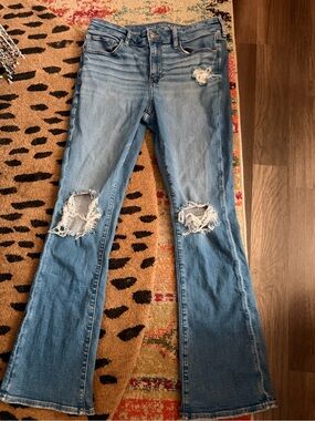 American Eagle Outfitters Light Blue Distressed Bootcut Jeans